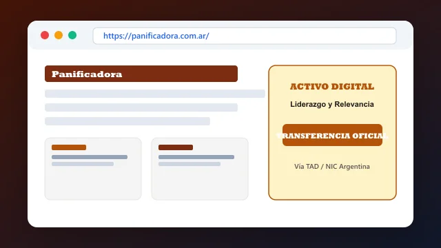 Vista del activo digital estratégico panificadora.com.ar y transferencia formal