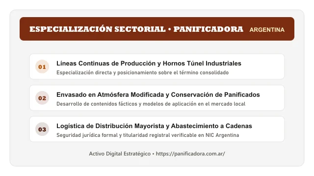 Pilares temáticos y especialización sectorial de Panificadora en Argentina